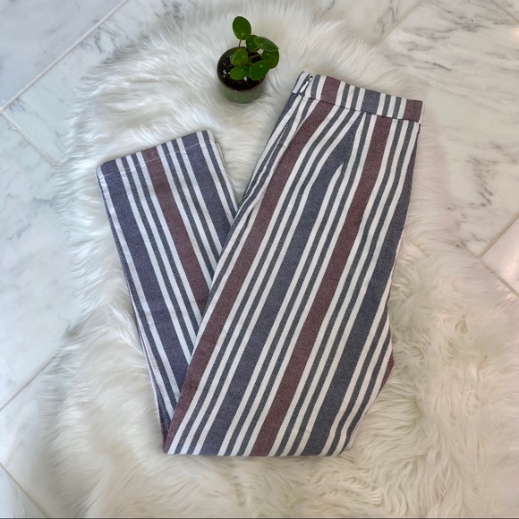 Free People vertical stripe linen ankle pants sz 0 - Picture 6 of 7
